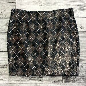 Haute Hippie Black Sequin White Beaded Cocktail Party Mini Skirt NEW